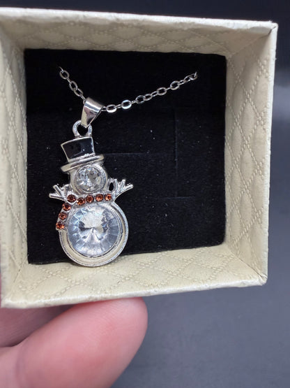 Crystal Snowman Necklace – Gift Box Included