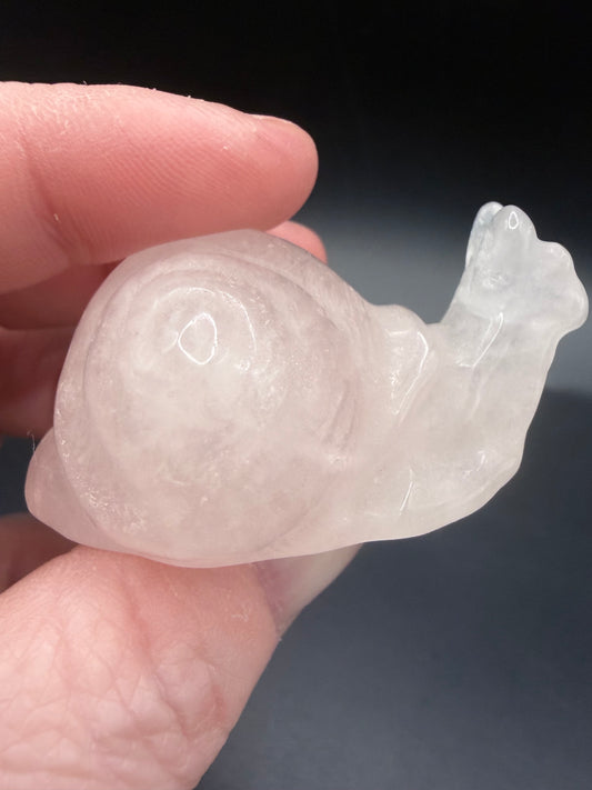 Rose Quartz Snail Carving – 5cm