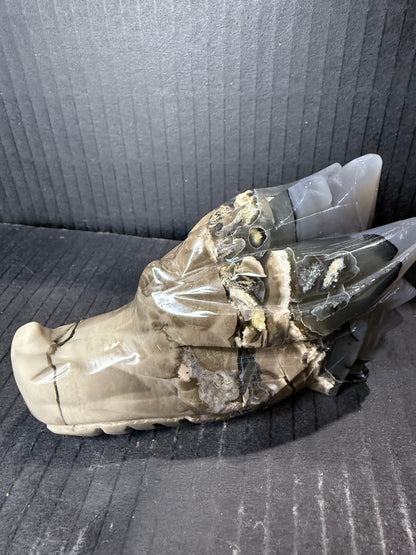 Volcano Agate Dragon Head | 636g | 12.5 × 8.5cm | Amazing Patterns (UV Bonus)