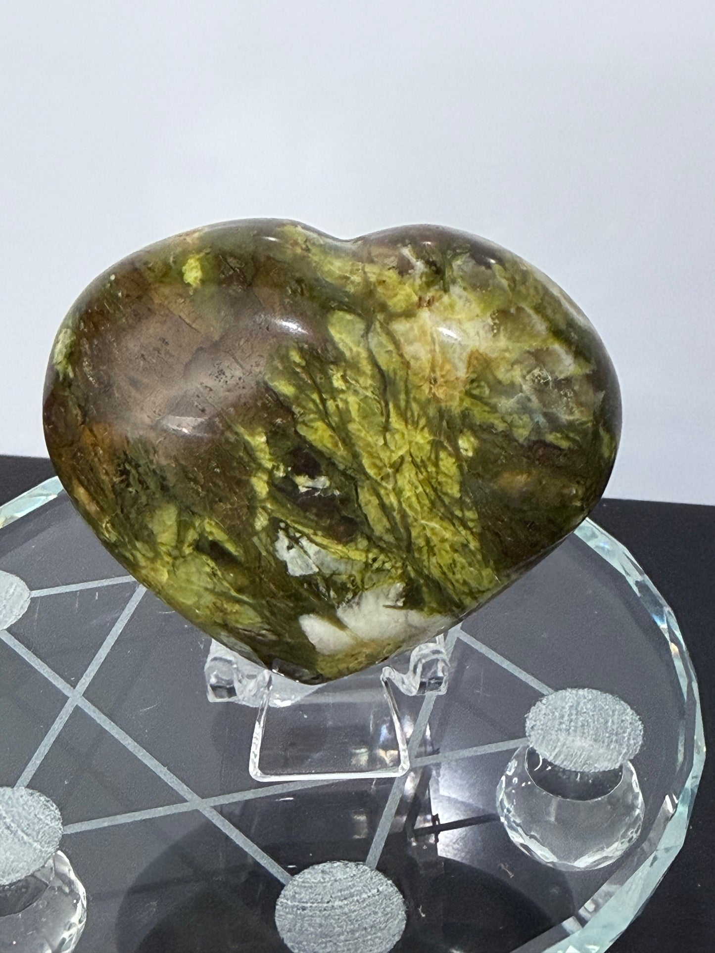 Green Opal Heart with Stand – 156g | 6.8cm