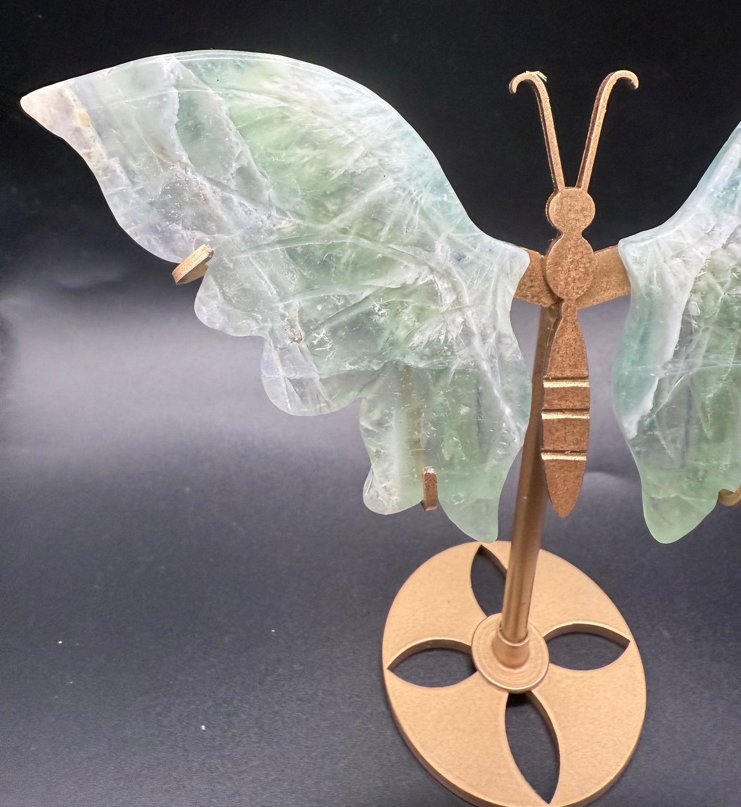 Snowflake Fluorite Butterfly with Stand