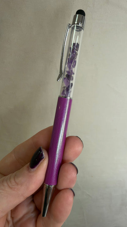 Crystal Chip Pen with Stylus – Assorted Crystals & Colours