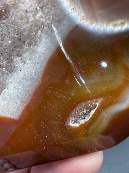 Carnelian Agate Druzy Heart on Silver Stand