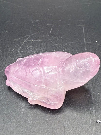 Pink Fluorite Turtle Carving
