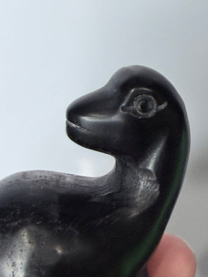Black Obsidian Baby Brontosaurus Dinosaur Carving – 7cm