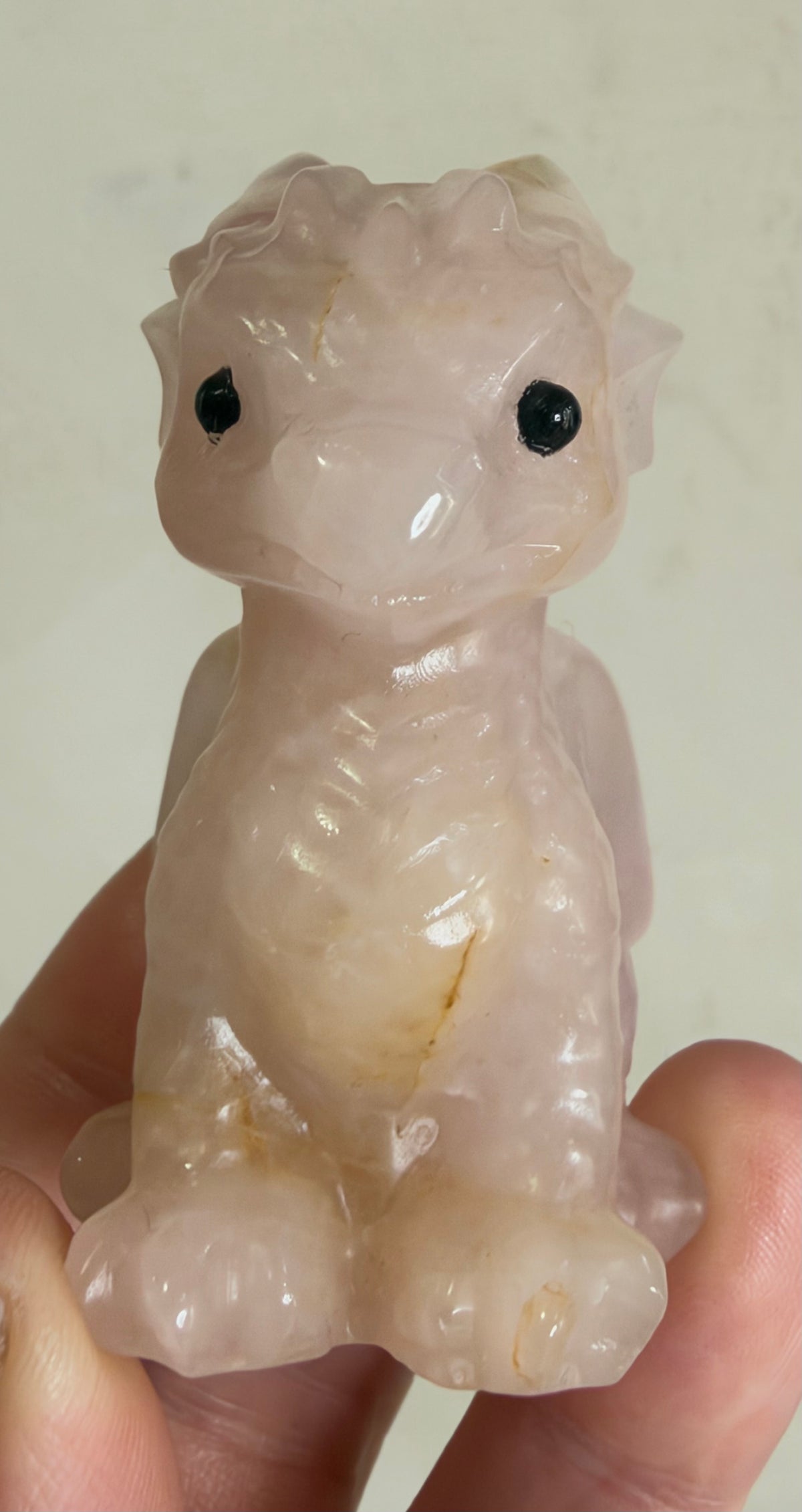 Baby Dragon Rose Quartz Carving – 6 cm