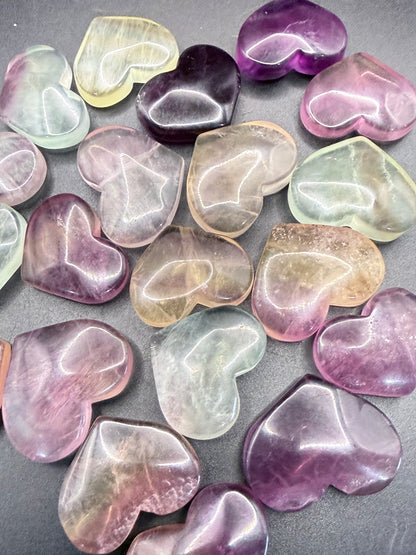 Rainbow Fluorite small Hearts