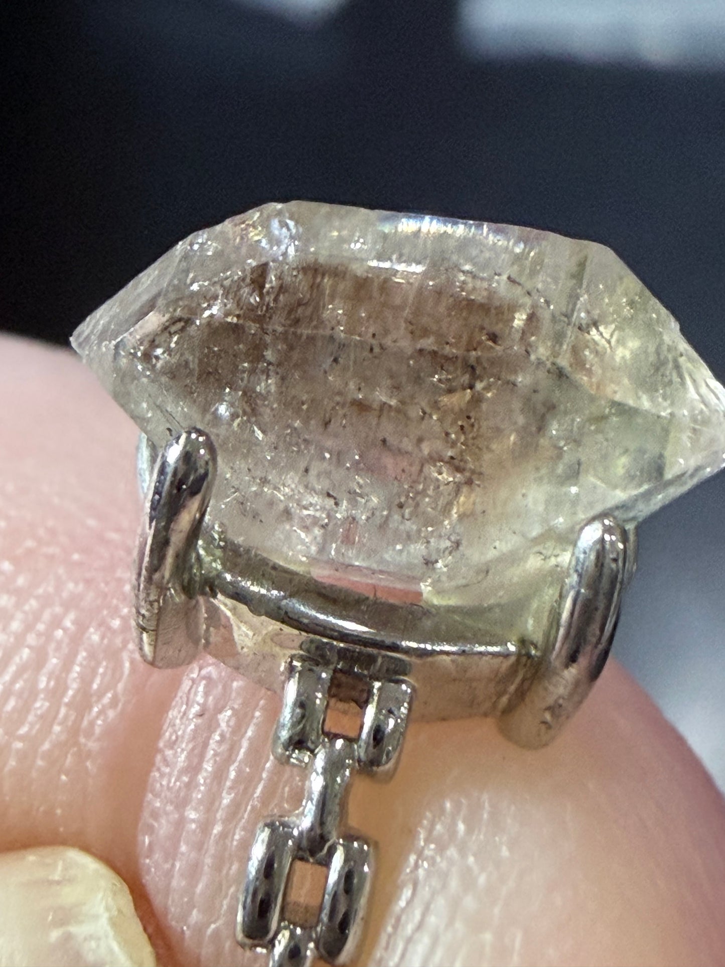 Natural Herkimer Diamond Quartz Ring | Double-Terminated Crystal E