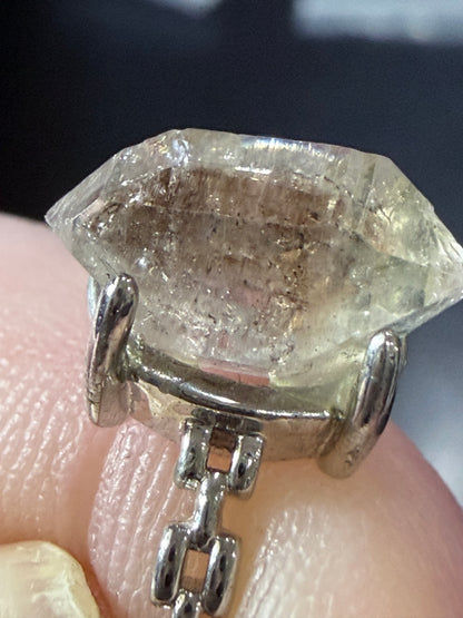 Natural Herkimer Diamond Quartz Ring | Double-Terminated Crystal E