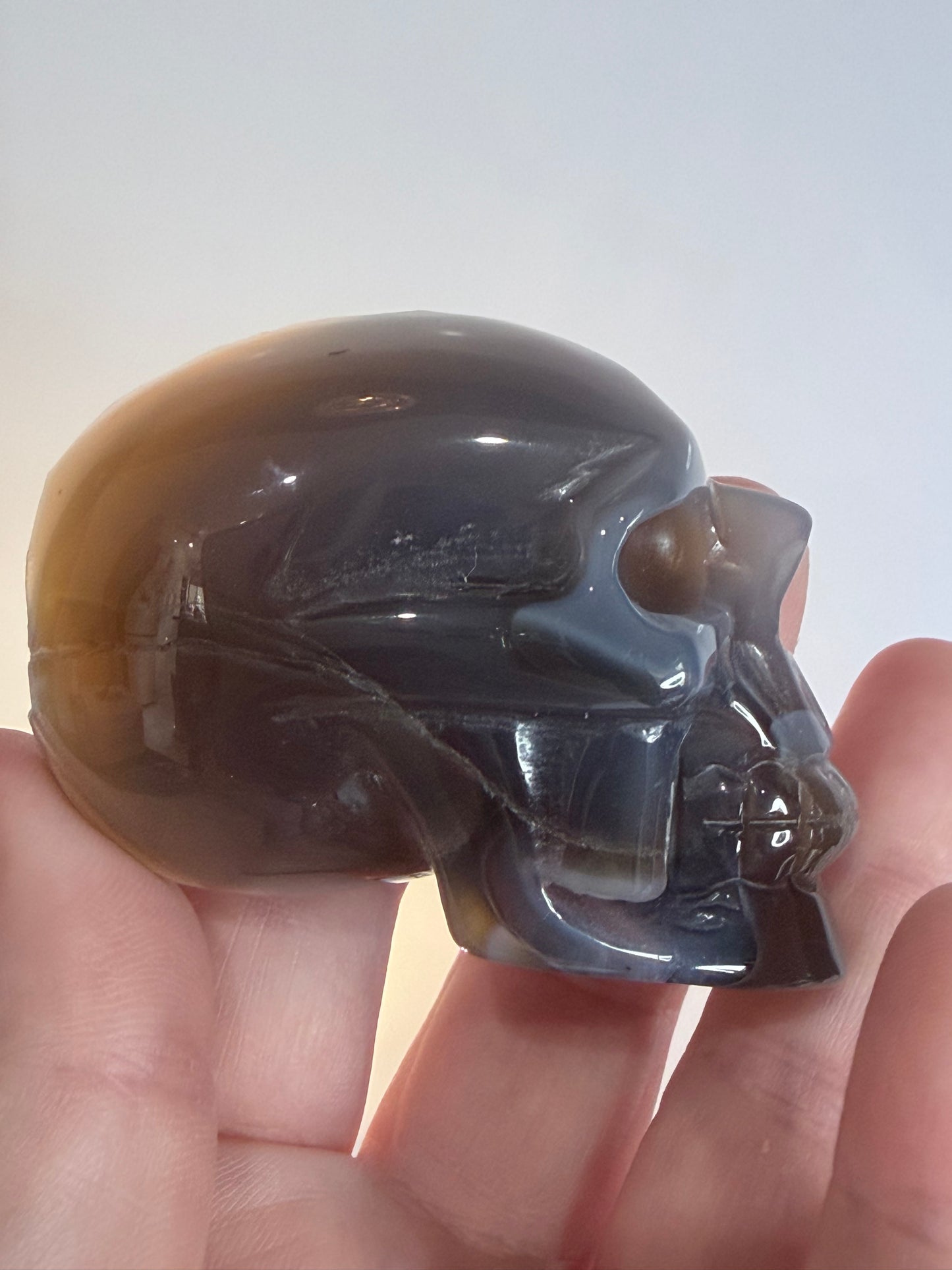 Agate Skull with Sugar Druzy Base – 6.5cm | 106g