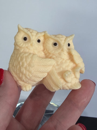 Ivory Nut Owl Couple Carving – 6.3cm