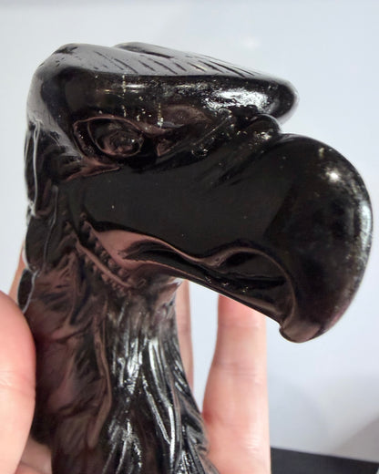 Black Obsidian Eagle Carving – 10 × 10 cm | 420 g