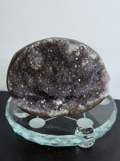 Red Amethyst Druzy Crystal Charging Bowl – Sparkling Agate Geode Freeform (410g)
