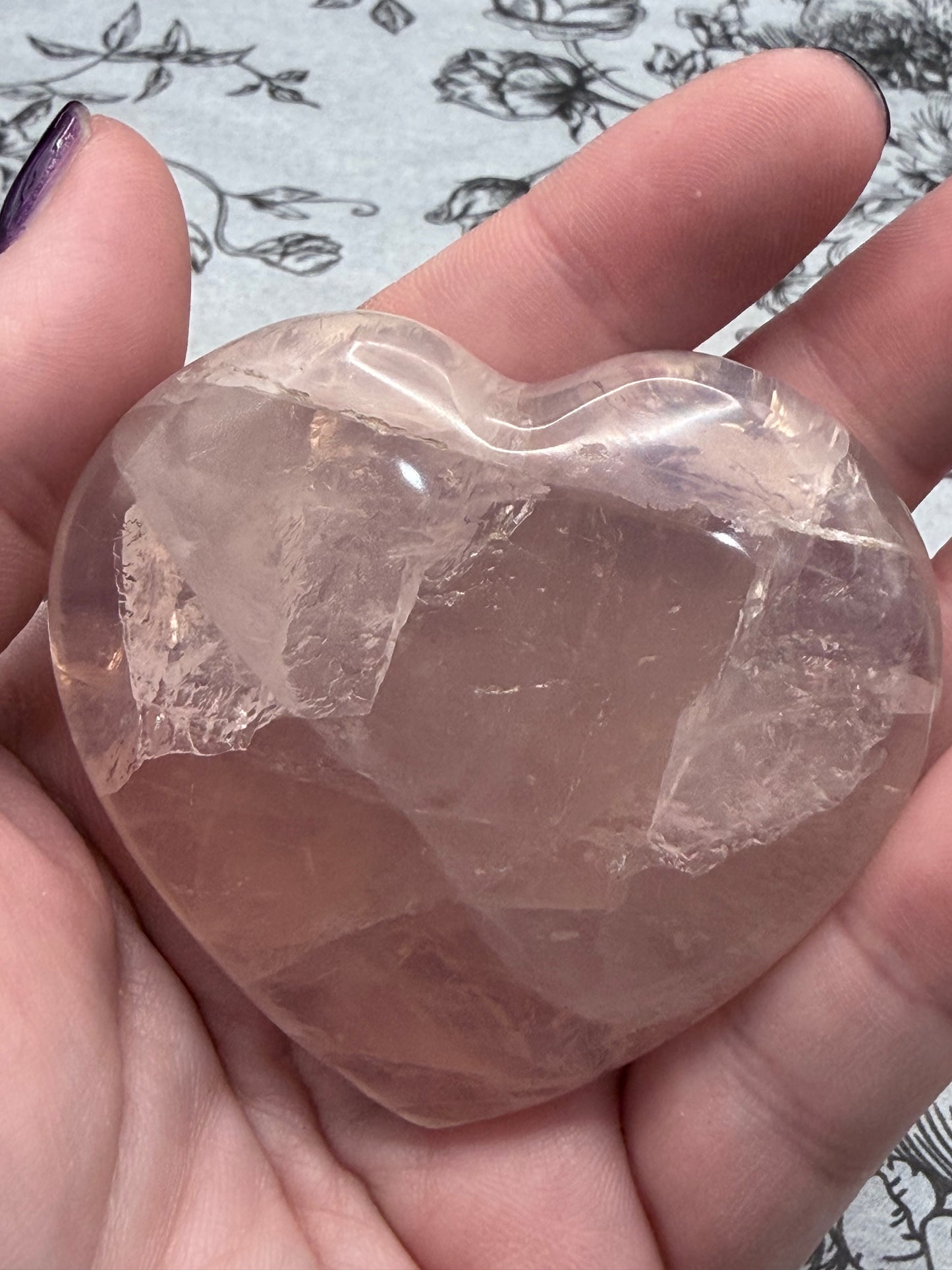 Super Gemmy Rose Quartz Heart – Love & Self Love (115g | 6.3 × 6cm)