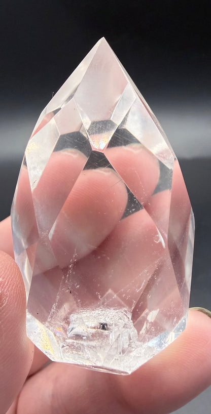 Clear Quartz Polyhedron on Rotating Stand