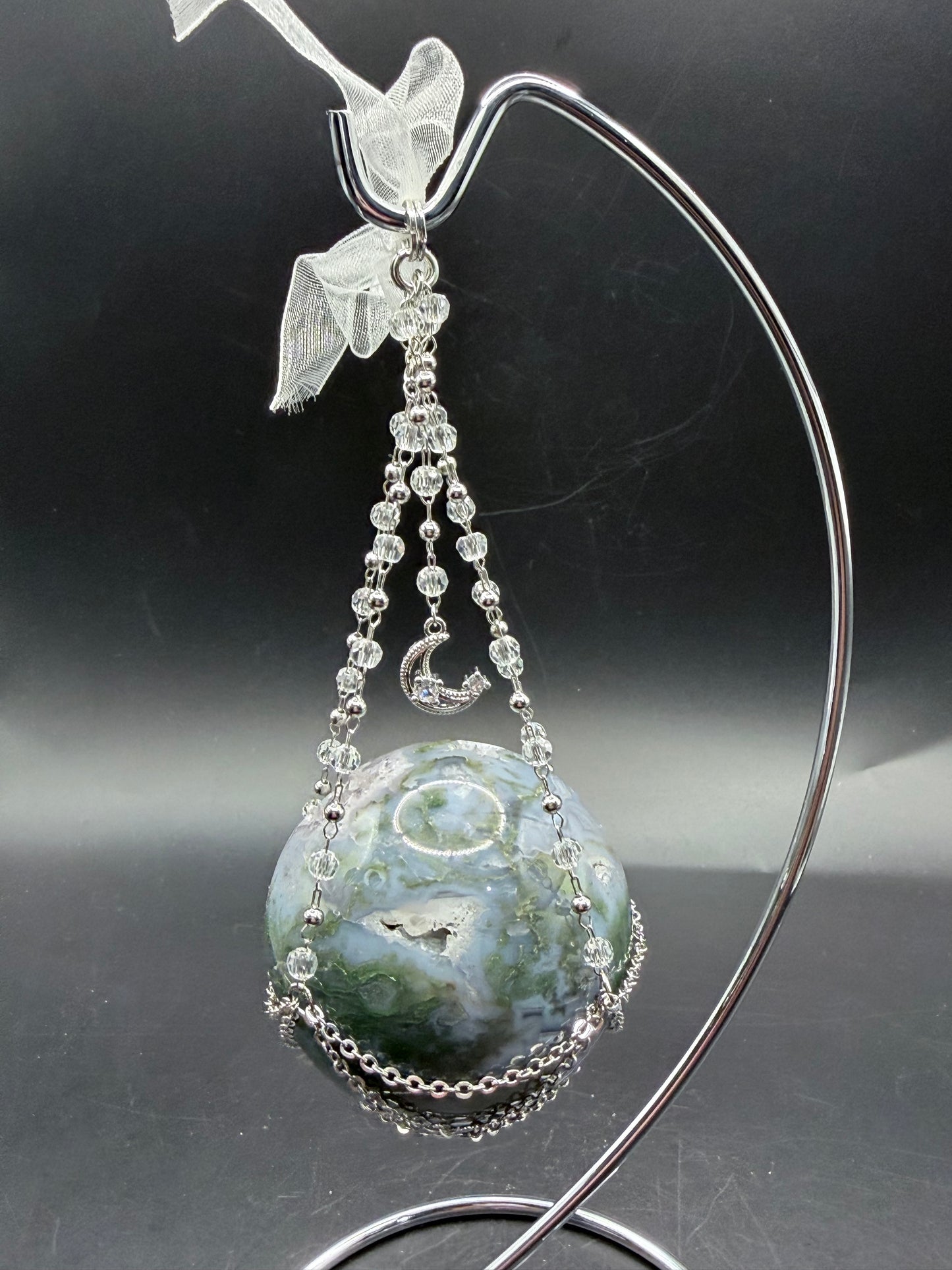 Hanging Sphere Display Stand Silver (Sphere not included)