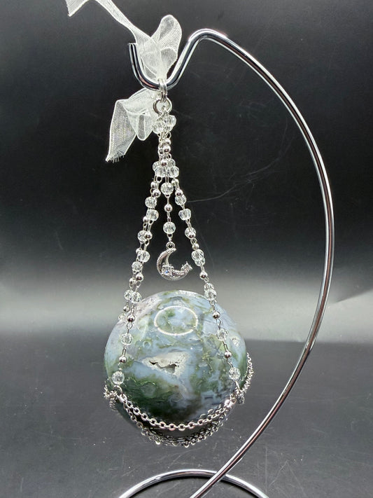 Hanging Sphere Display Stand Silver (Sphere not included)