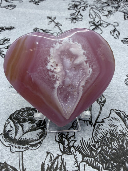 Mauve Lilac Agate Druzy Heart – 5.5 x 5cm | 57g