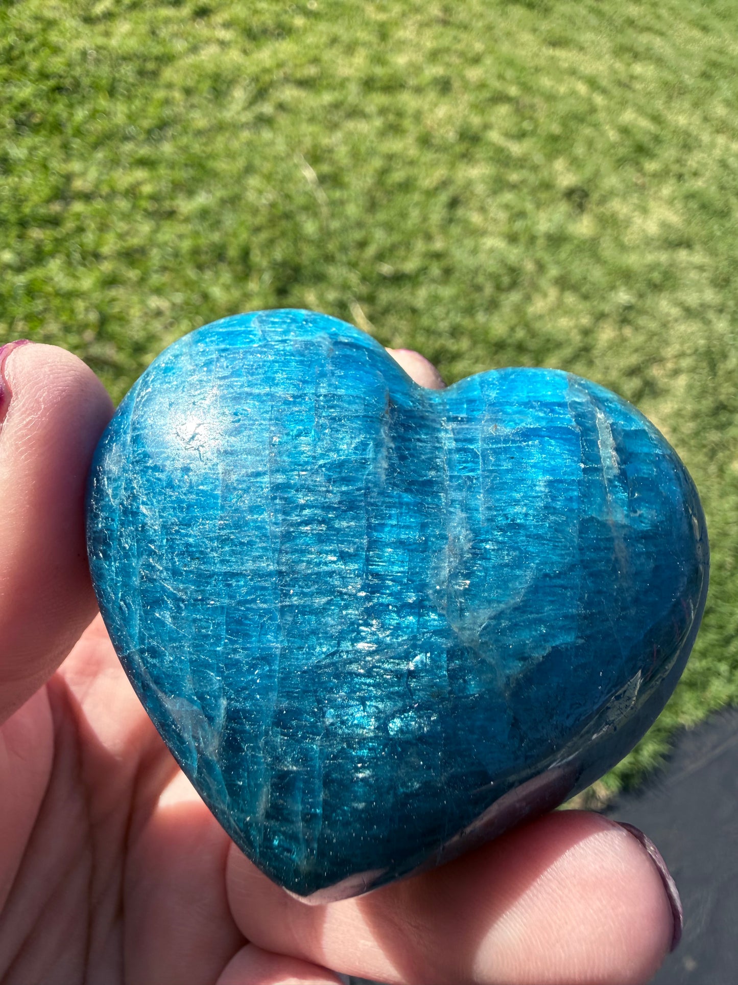 Blue Apatite Heart – 170g | 6.3 x 5.2cm