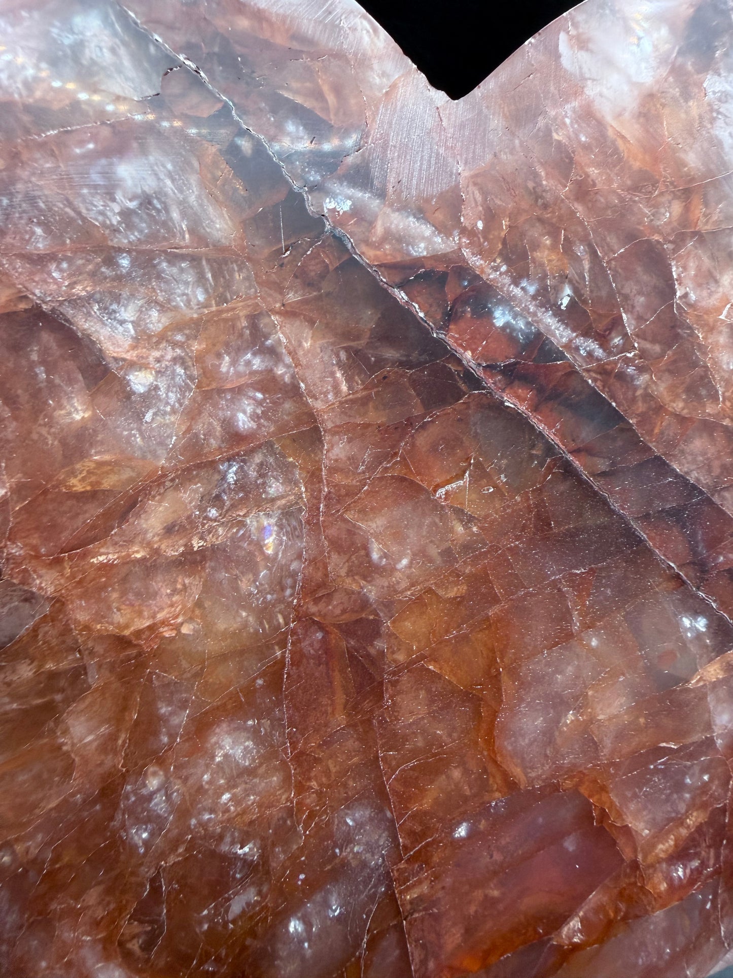 Fire Quartz Heart on Custom Stand