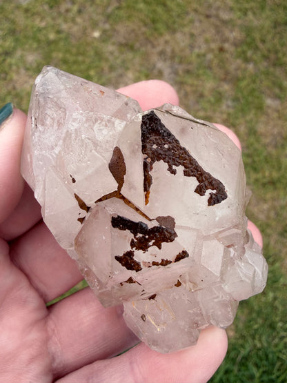 Hematoid Clear Quartz Cluster (Iron-Stained Quartz) – 136g | 6.8 × 4.4cm
