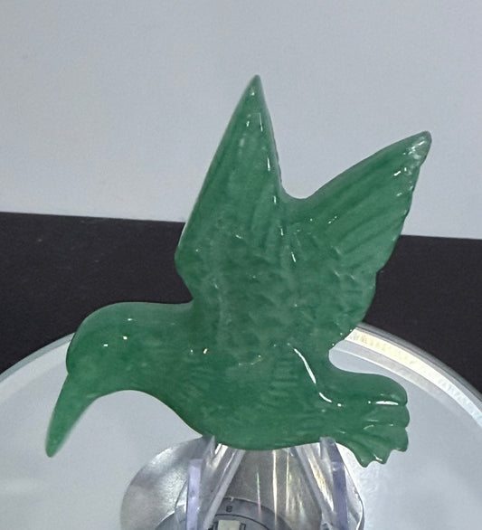 Green Aventurine Hummingbird Carving – 5cm with Stand