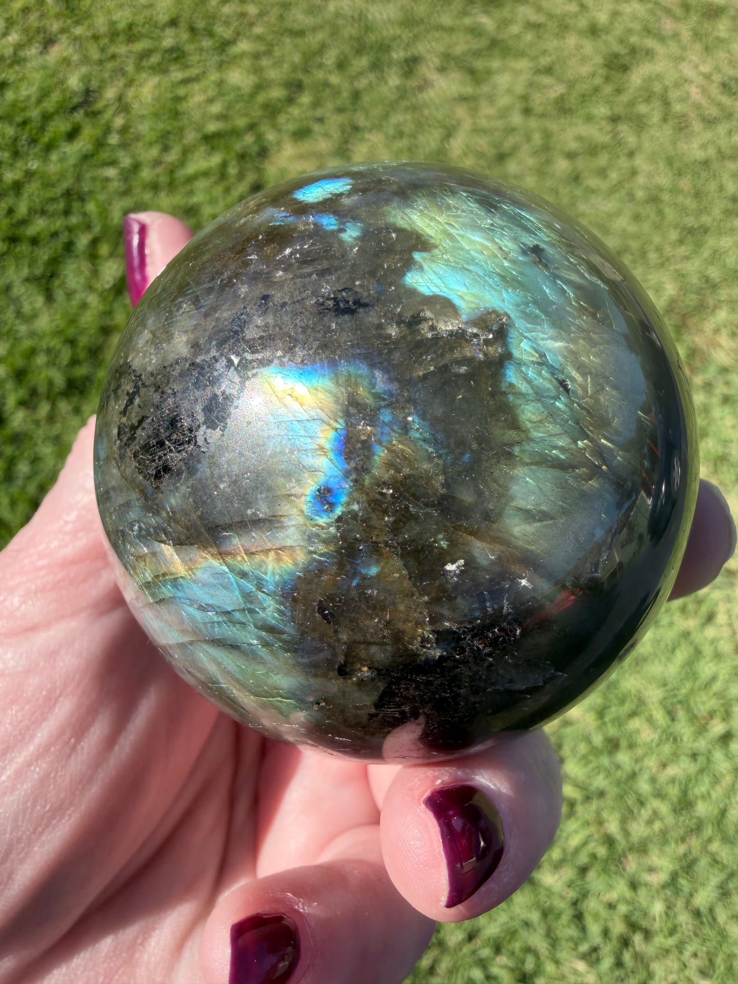 High Flash Labradorite Sphere 6.2cm