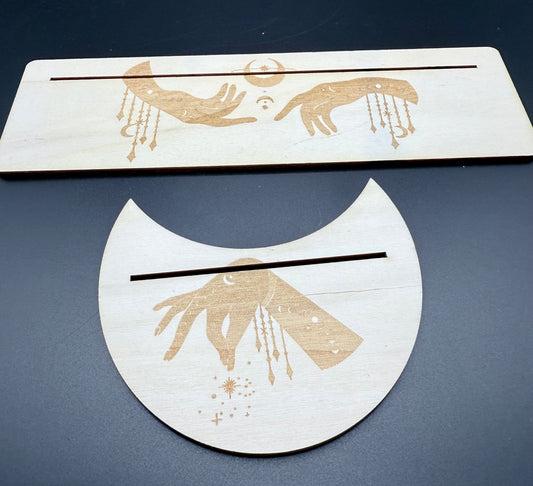 Mystical Hands Wooden Tarot & Crystal Grid Stands