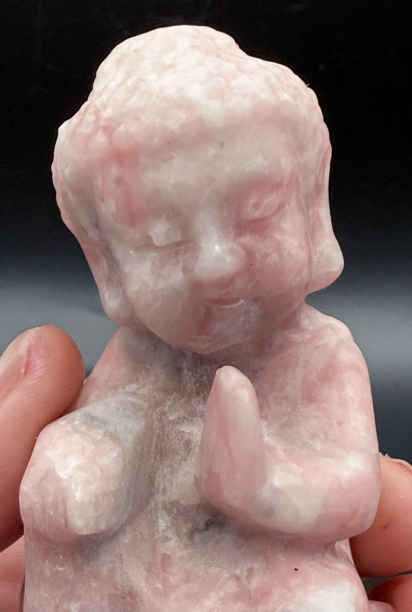 Pink Opal Baby Buddha Carving