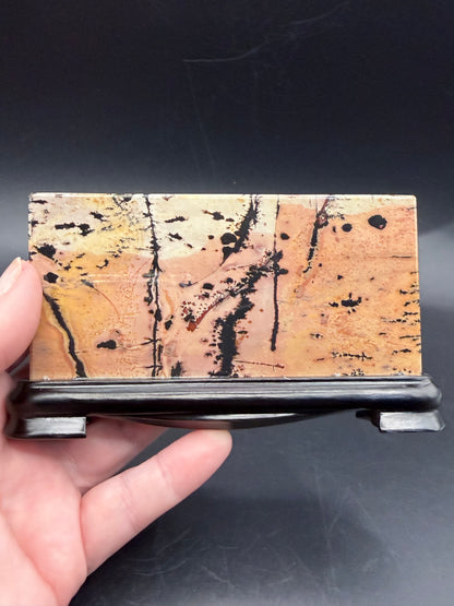 Dendritic Picture Jasper Slab on Stand