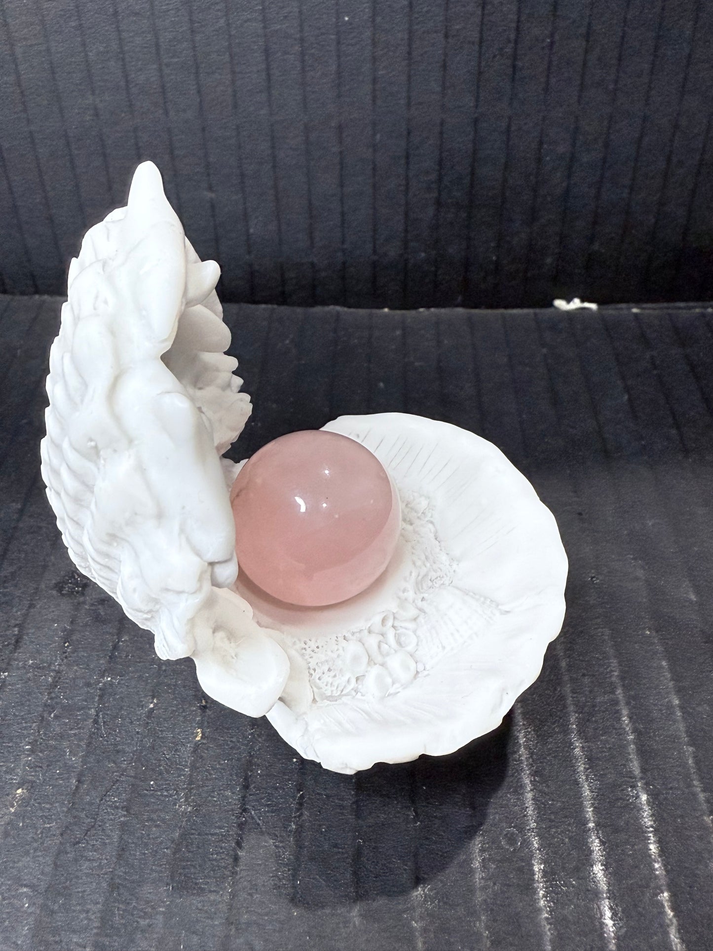Shell Sphere Stand includes mini rose Quartz Sphere