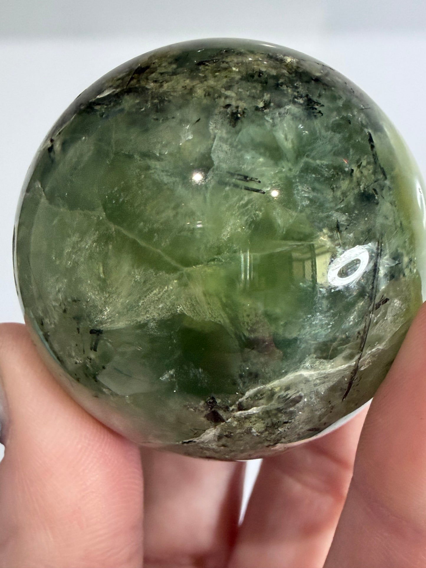 Prehnite with Epidote Sphere with Natural Crystal Pocket |  A - 5cm