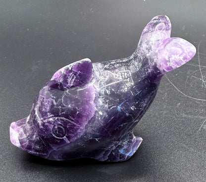 Purple Fluorite Dolphin Carving – 190g | 8.8 x 4.1cm