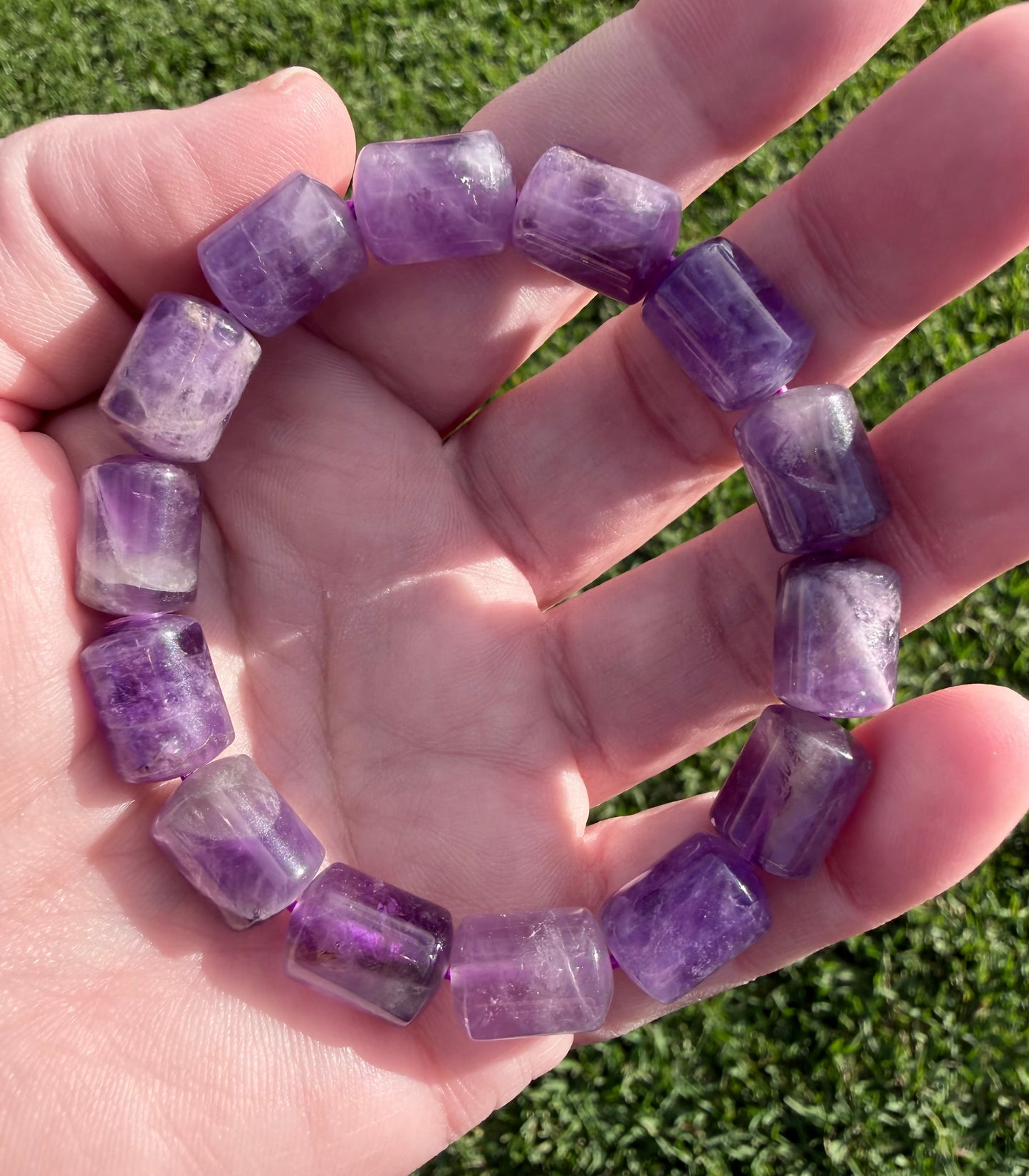 Amethyst Barrel Bead Bracelet