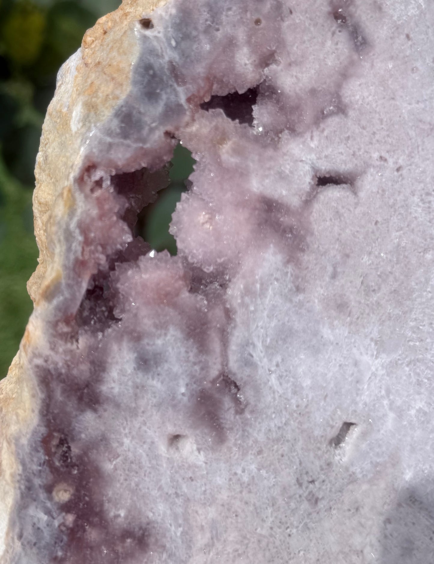 Large Botryoidal Pink Amethyst Druzy Slab on Stand – 3.2kg | 45cm Brazilian Statement Piece