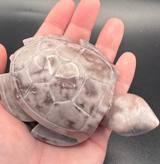 Grey Agate Turtle with Sparkling Druzy
