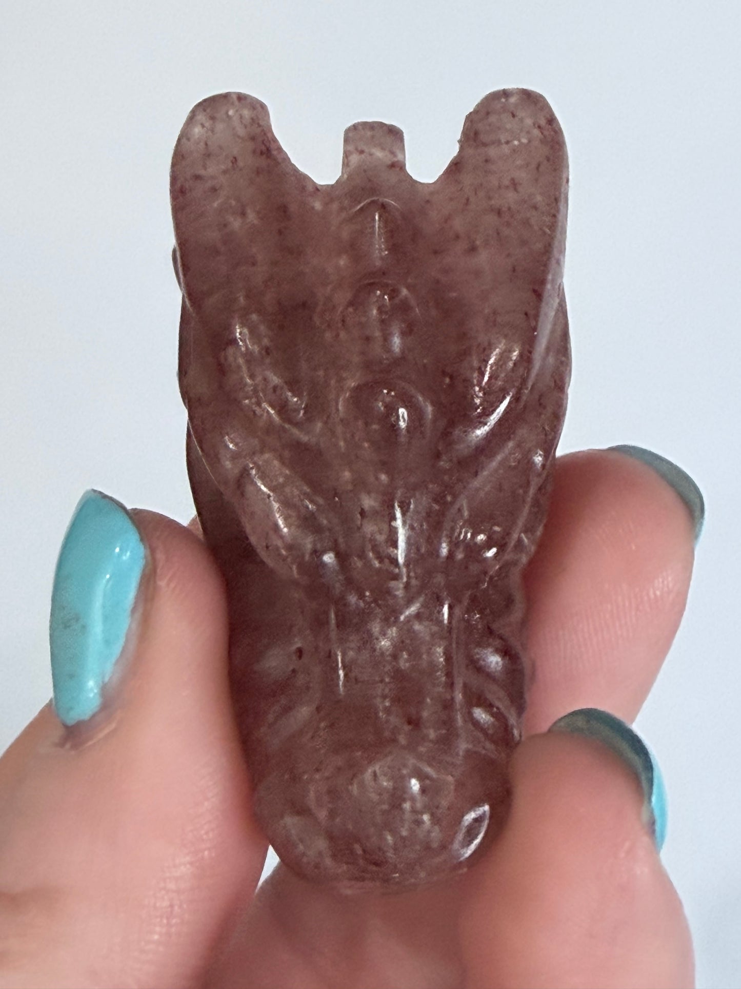 Strawberry Quartz Dragon Head Carving A - 5cm