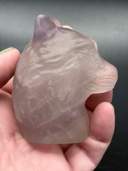 Rainbow Fluorite Wolf Head (UV Reactive) | 7cm