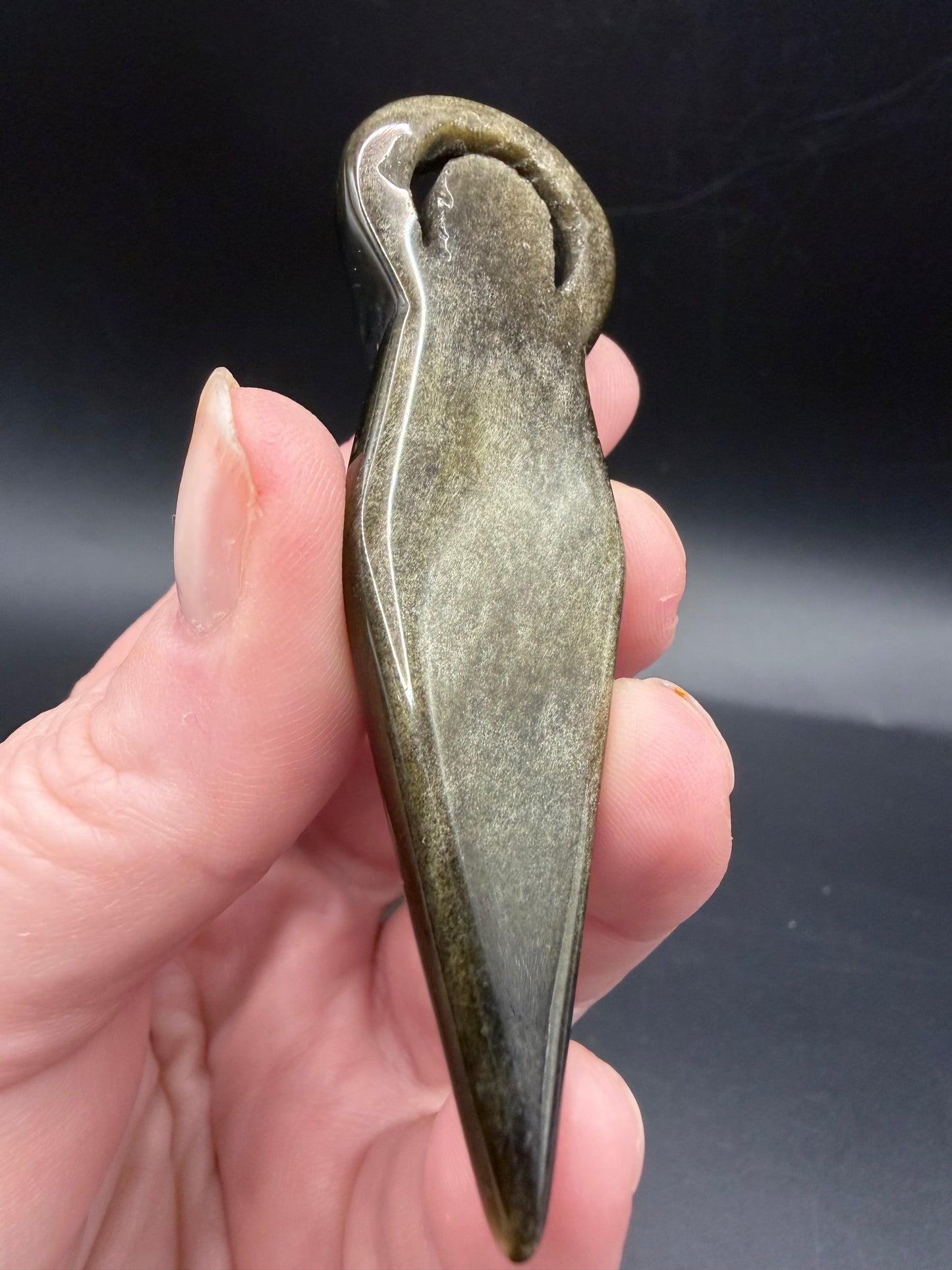 Golden Sheen Obsidian Goddess Carving