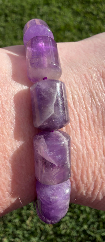 Amethyst Barrel Bead Bracelet