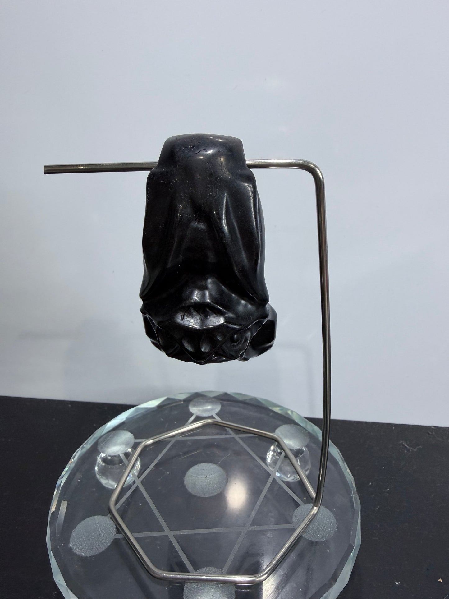 BLACK OBSIDIAN BAT ON STAND (A)