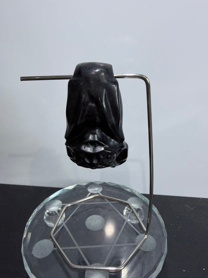 BLACK OBSIDIAN BAT ON STAND (A)