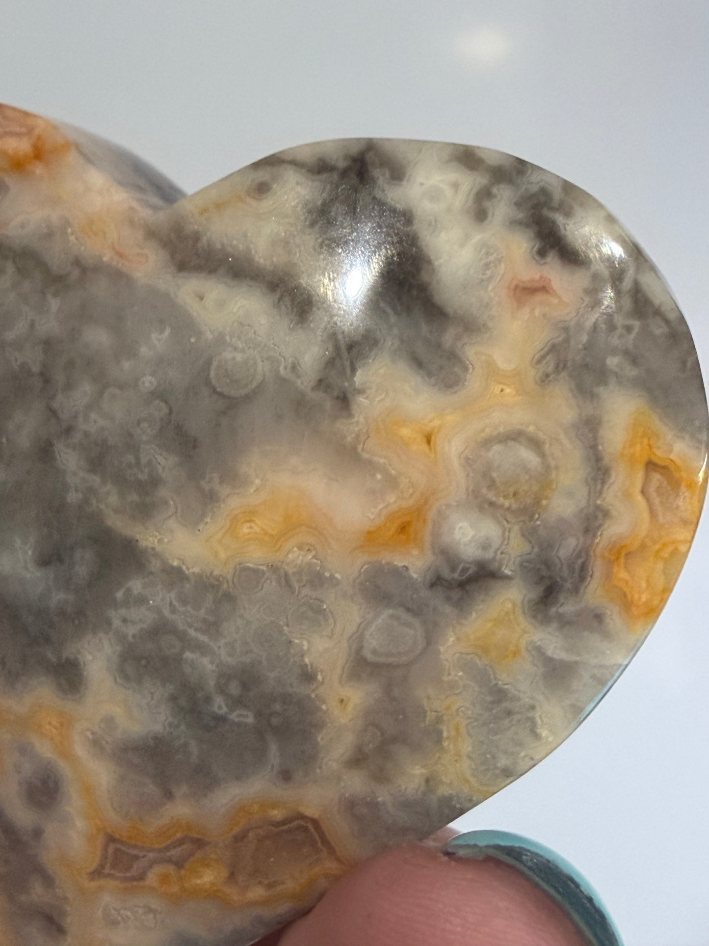 Crazy Lace Agate Free Standing Heart - 5.6cm