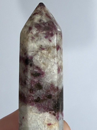 Pink Tourmaline in Quartz Crystal Tower – 8.9cm | 68g B