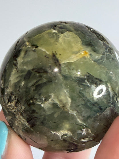 Botryoidal Prehnite with Epidote & Calcite Sphere B - 5cm