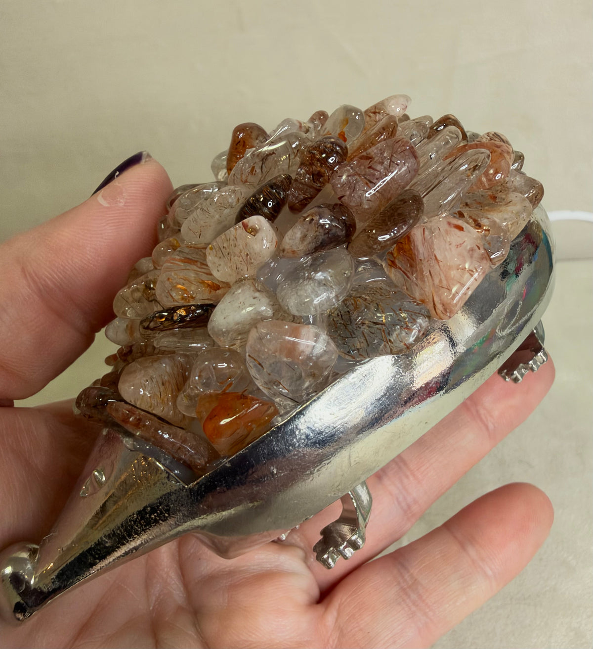 Copper Rutilated Quartz Echidna Colour Changing USB Lamp