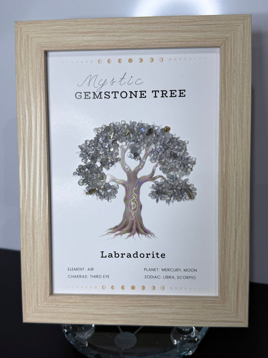 Labradorite Gemstone Tree Framed Crystal Art | 15 x 20cm