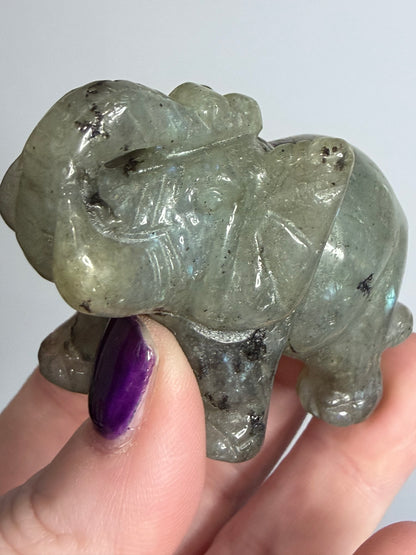 Labradorite Elephant Carving