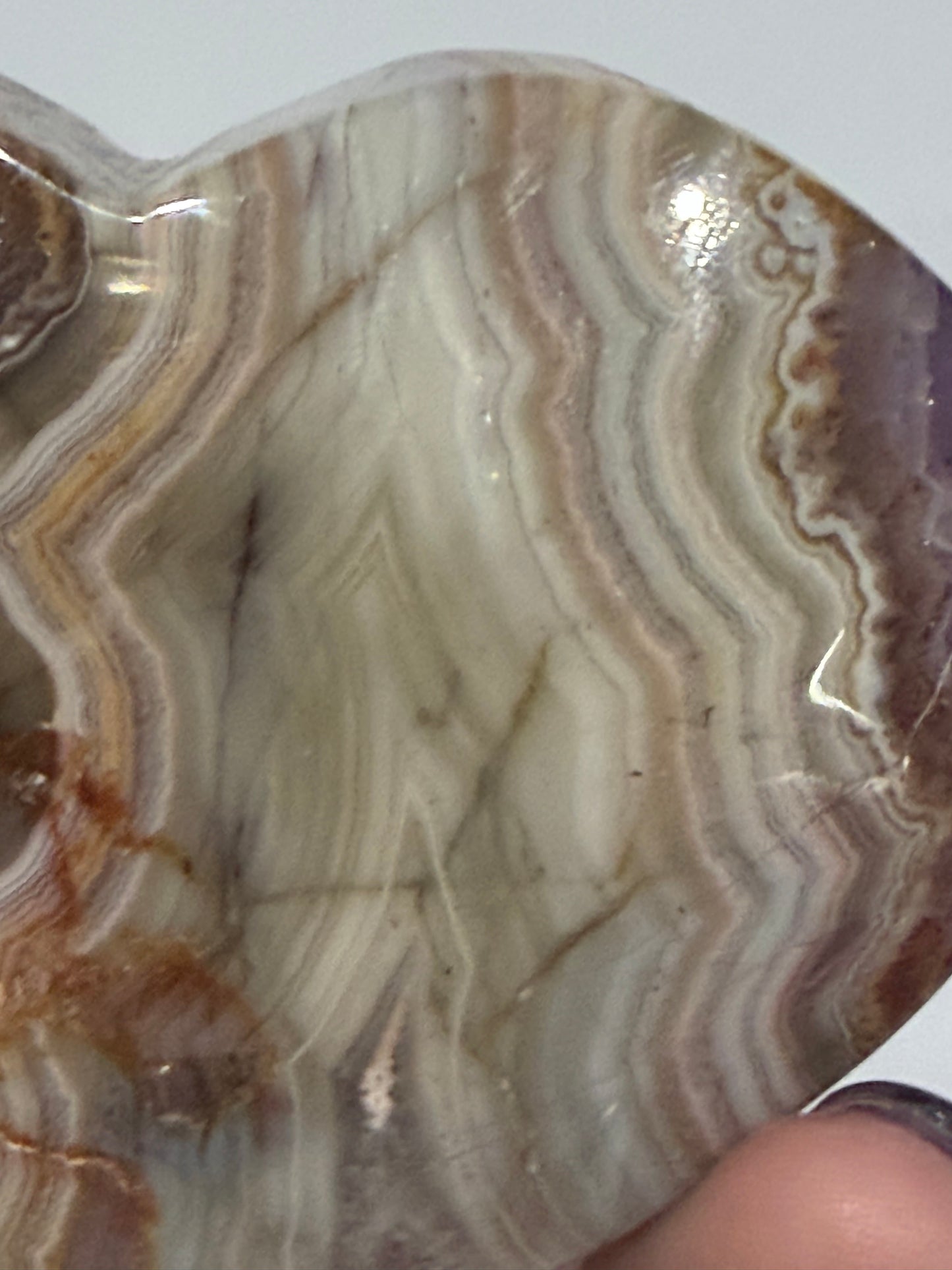 Amethyst & Banded Agate Heart with Acrylic Stand F