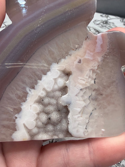 Druzy Agate Cat Geode — 156g | 9.2 x 9.1cm